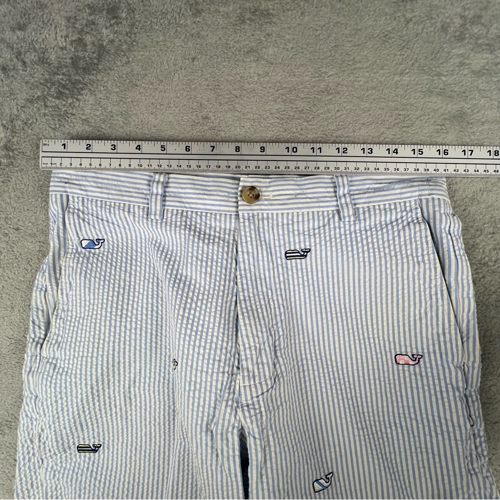 Vineyard Vines Kentucky Derby Seersucker Shorts Men’s 32 Whales Blue Stripe - Picture 3 of 9